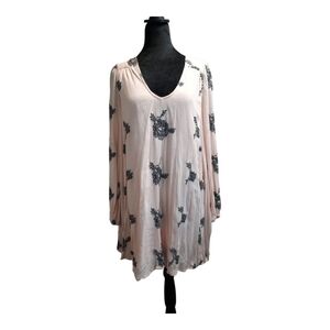 Free People Small EMMA Austin Embroided Blush Pink Dress
